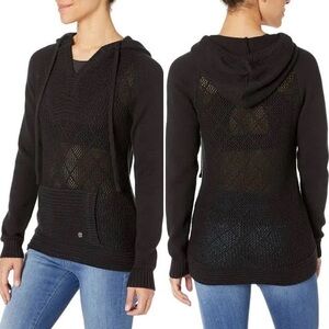 Prana Sugar Beach Hooded Sweater‎ 100% Organic Cotton in Black, Size Small
